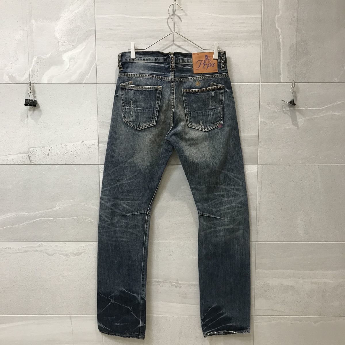 メンズ 美品 PRPS 希少 ビックサイズ w36 セルビッチ ビンテージ加工