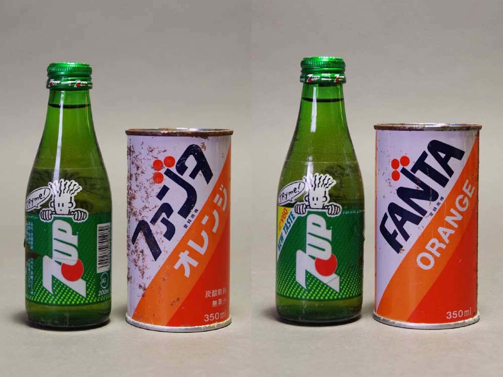 当時物ジュース瓶ファンタオレンジ空缶コカコーラ1リットル瓶ペプシ7UP