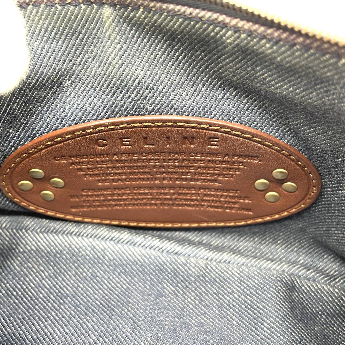 1円 美品 CELINE セリーヌ マカダム柄 マカダム デニムキャンバス 