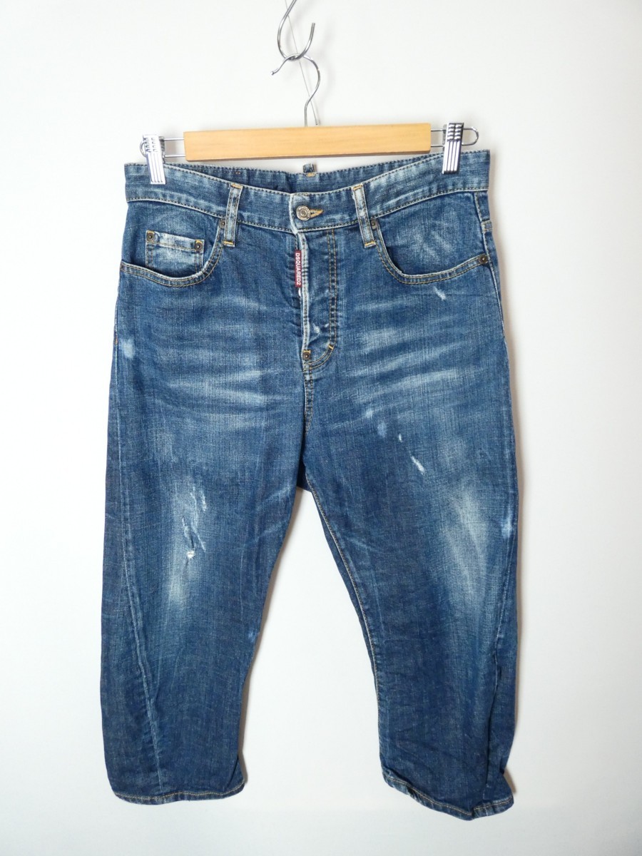 ディースクエアード Dsquared2 やや太目クロプド デニム パンツ【L's