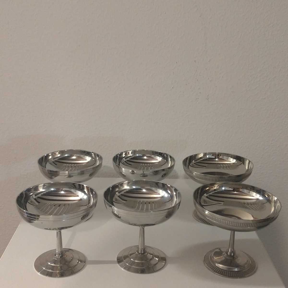 【人気定番，HOT】 ブロカント購入 アイスクリームカップ サンデーカップ inox ステンレス 6個セット 二種 ヴィンテージ フランス製 海外発送 送料2200円(洋食器)｜売買されたオークション情報、yahooの商品情報 その他