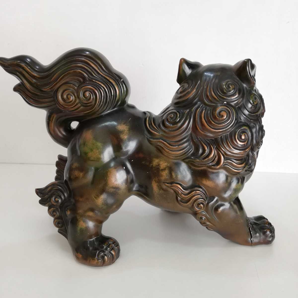 一刀彫 唐獅子の置物