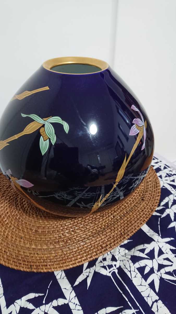 香蘭社 ルリ 寒蘭 花瓶 金彩 瑠璃 | BRITISHFIREWORKS.CO.UK