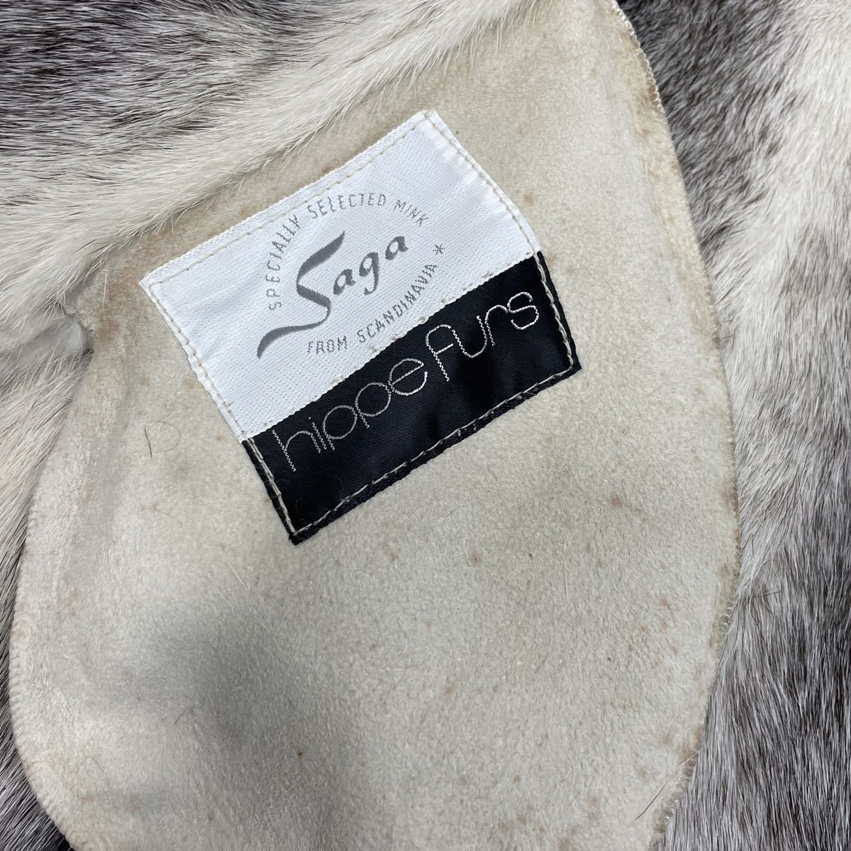 毛皮良好◇Saga hippe fur◇MINK パールホワイトクロスミンク◇リアル 