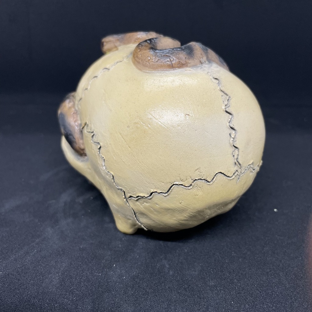 B) 陶器製 髑髏 ドクロ 蛇 ヘビ 骸骨 がいこつ しゃれこうべ 置物 せと