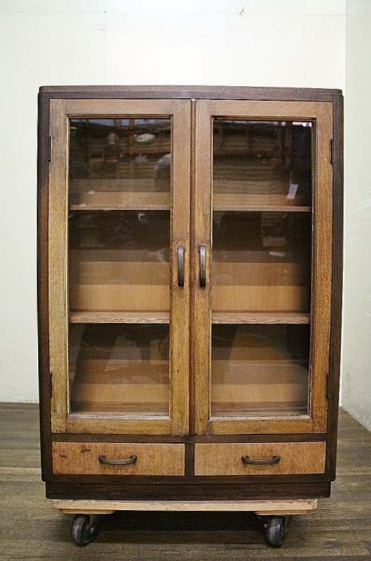 昭和レトロなガラス本棚 昭和30-40年代　　古録展 送料別 Hサイズ　中古 品番S8303