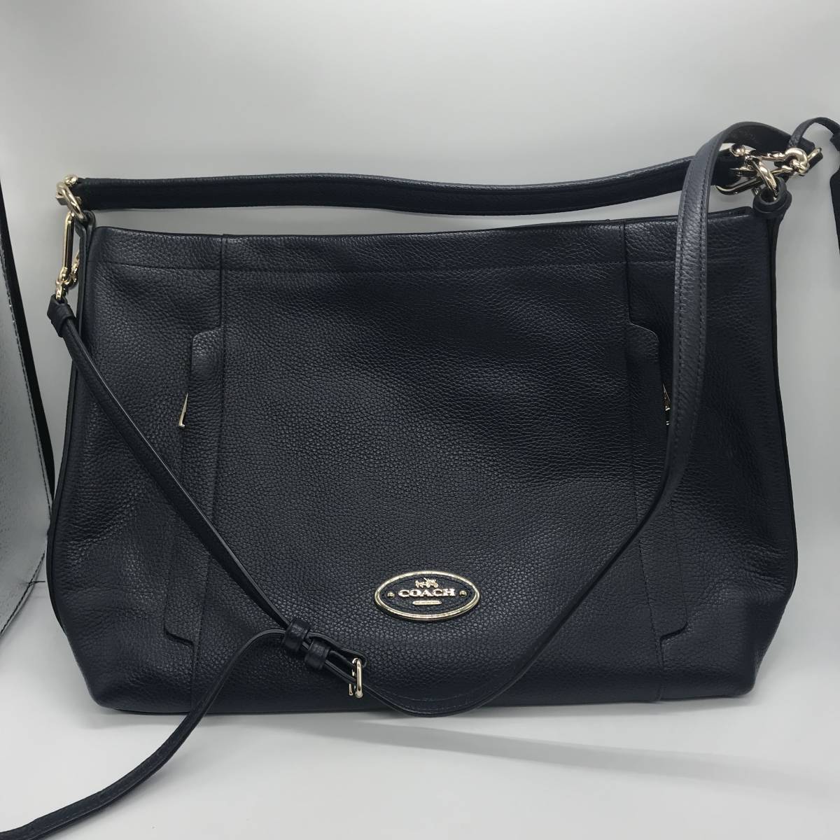 中1596COACH コーチ 2WAYショルダーバッグ ネイビー コーチ COACH 