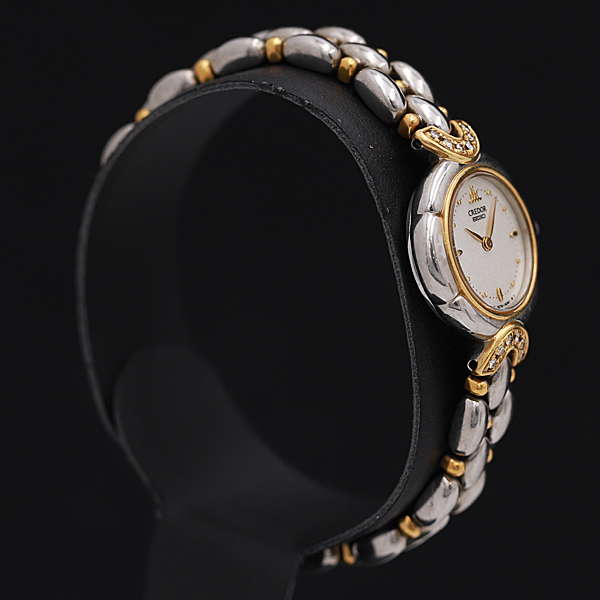 1円☆稼働☆良品【セイコー】クレドール 18KT×SS 1E70-2050 シルバー文字盤