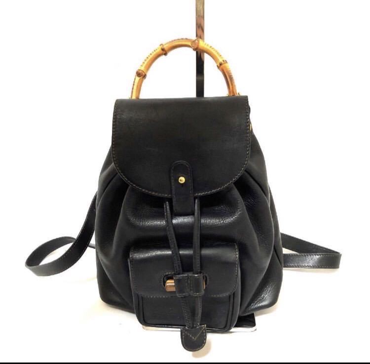 ミニサイズ】極美品 GUCCI グッチ バンブー レザー オールレザー