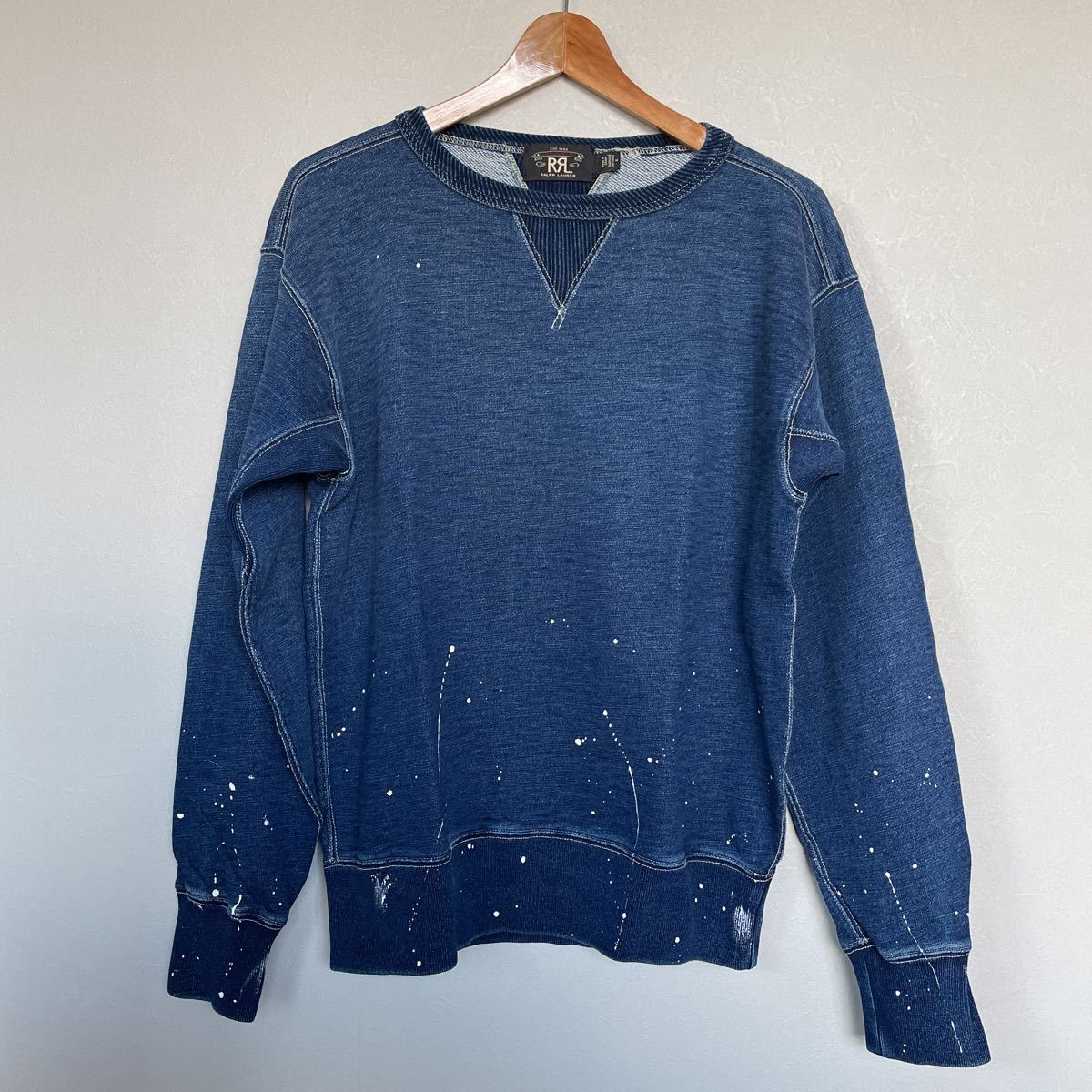 新品 RRL インディゴ ペイント スウェット M ダブルアールエル indigo 