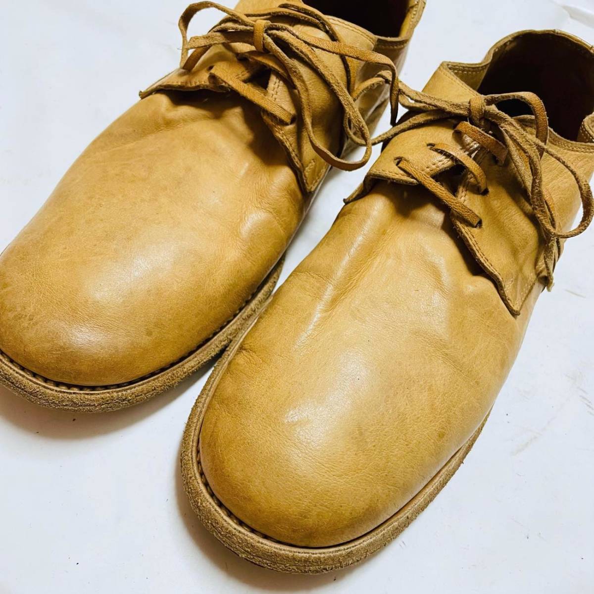 GUIDI グイディ 992 クラシックダービーシューズ メンズ 短靴 ベージュ