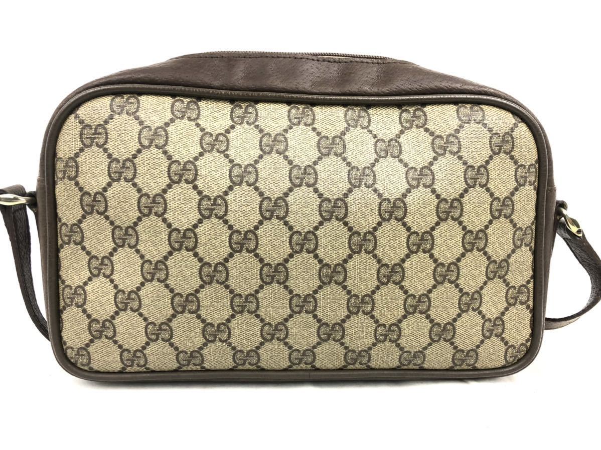GUCCI オールドグッチ　GGショルダーバッグ　ブラウン GUCCI グッチ ショルダー GG柄 ブラウン 斜め掛け PVC ヴィンテージ