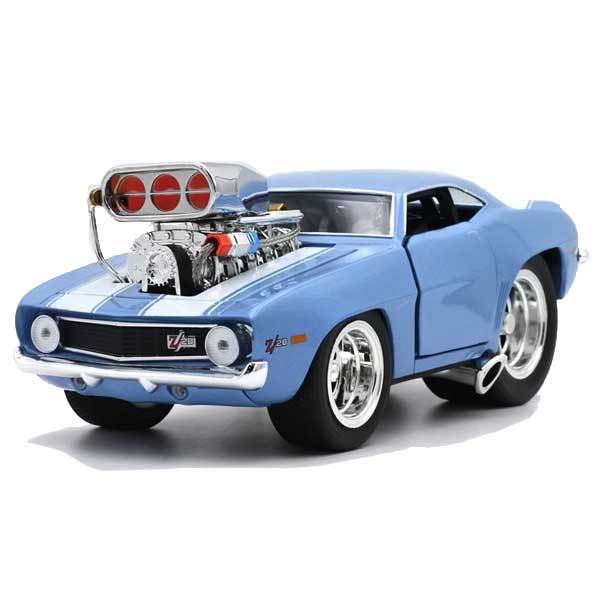 カマロ 69 マッスル・マシーン　Muscle Machines1/24スケール 送料込み】 1/24 1969 CHEVROLET CAMARO MUSCLE MACHINES ライトブルー