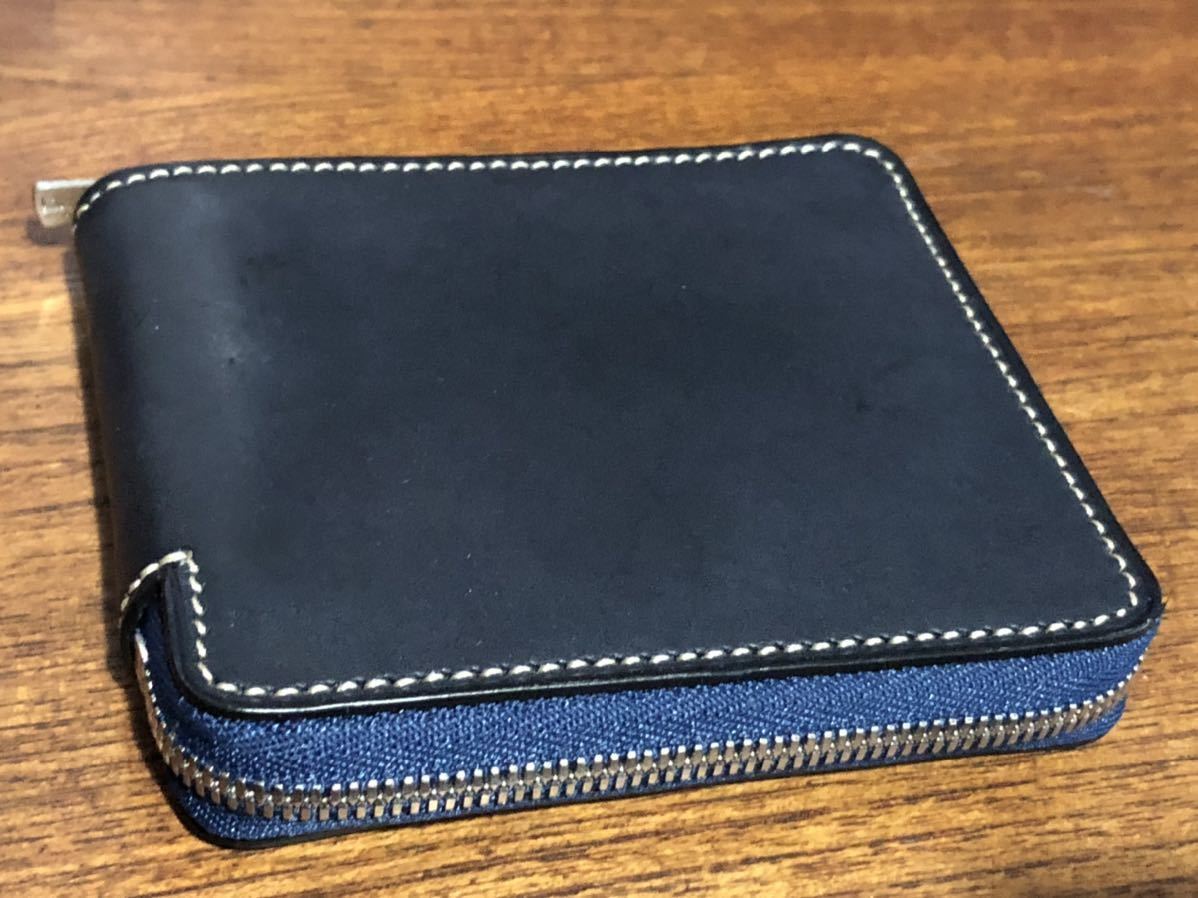 【お買い得】 万双 牛革 ブライドルレザー 染料仕上げ 二つ折りラウンド財布 小銭入れ付 ネイビー 品(二つ折り財布（小銭入れあり）)｜売買されたオークション情報、yahooの商品情報をアーカイブ公開 - 二つ折り財布（小銭入れあり）