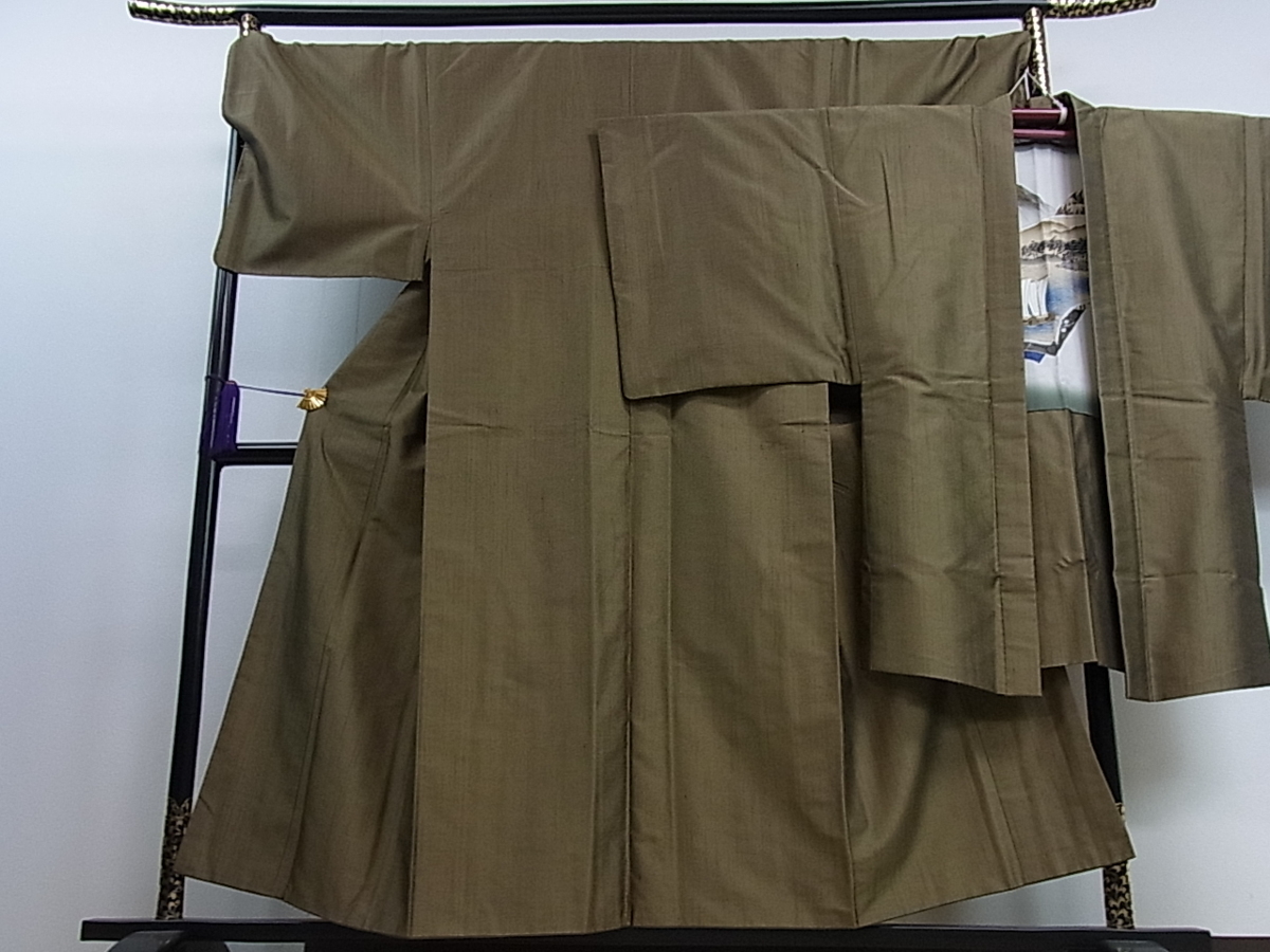 【驚きの破格値，限定SALE】 平和屋着物■男性　紬　アンサンブル　霞文　逸品　未使用　xe482