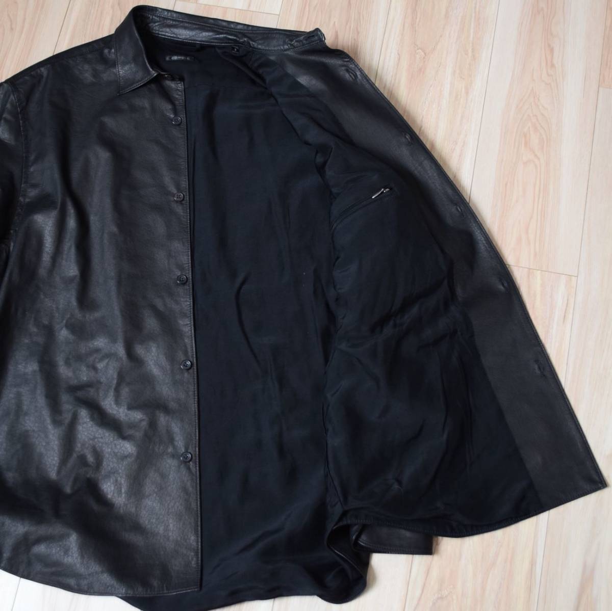 COMOLI ディアスキン レザー シャツ 鹿革 オーバーサイズ 黒 2