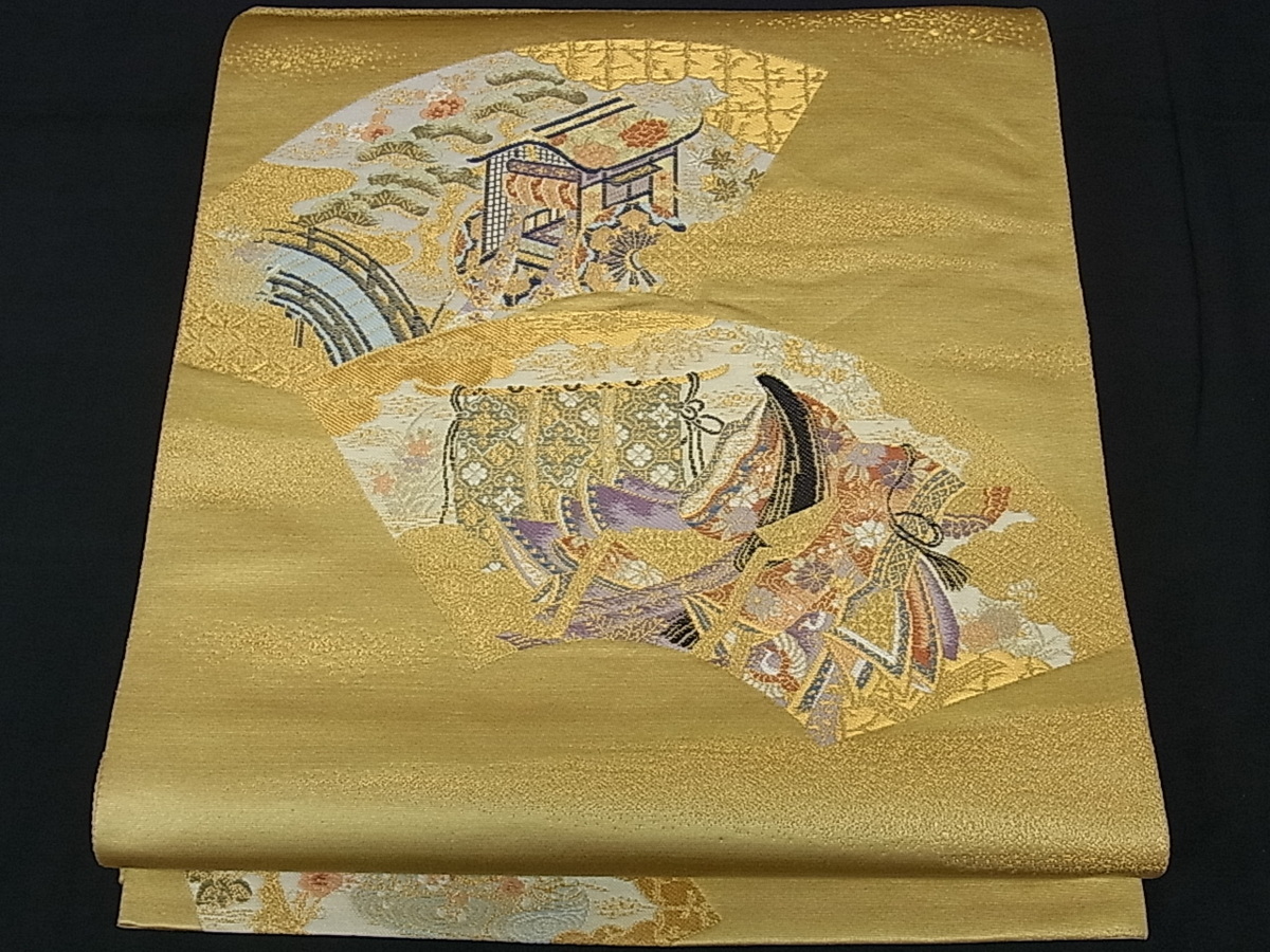 平和屋着物□六通柄袋帯 唐織 十二単 金糸 逸品 gh436 六通柄袋帯 唐織