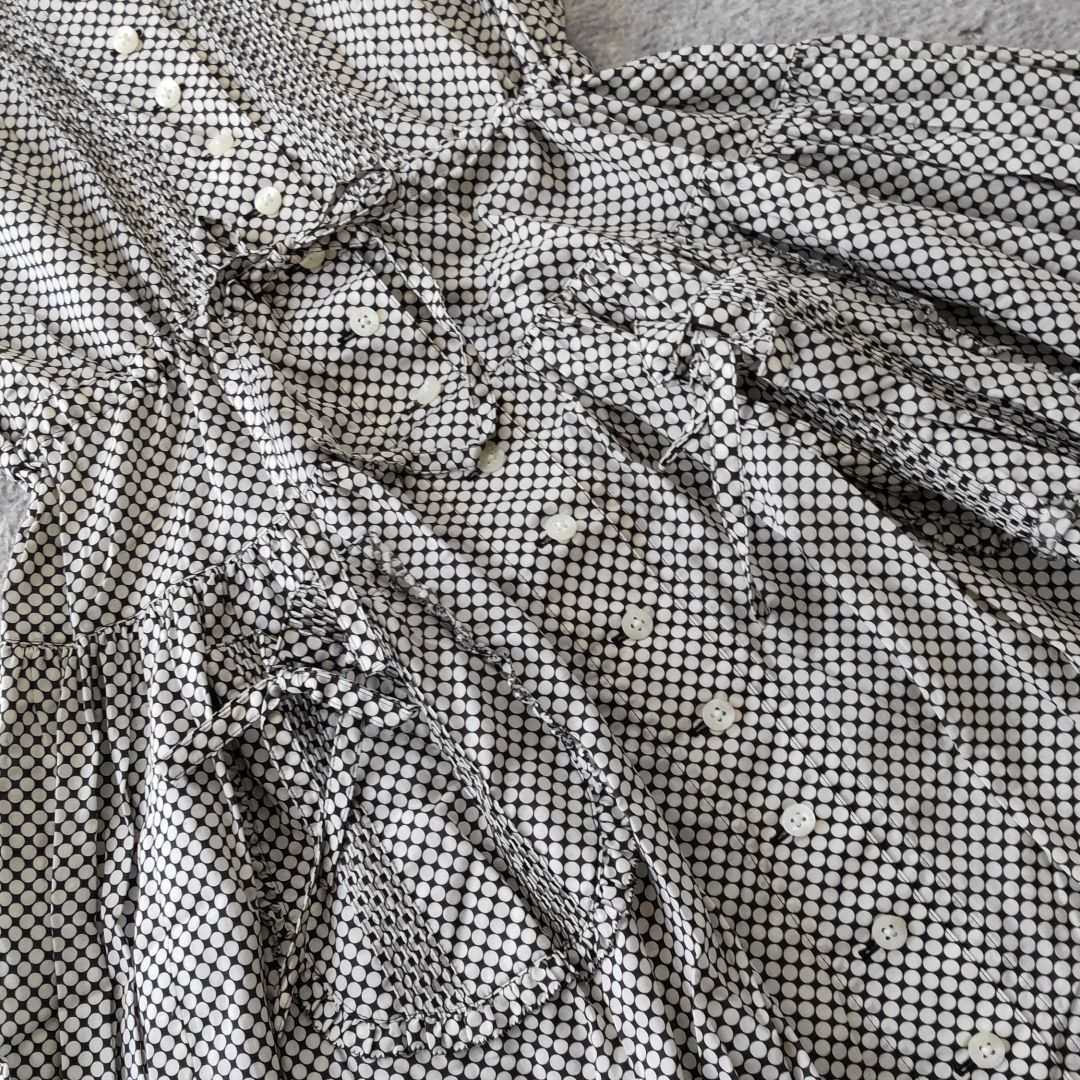 【ピンクハウスCOLLECTION】ドット柄/綿ローンワンピース ドット柄 ピンクハウス 綿ローン 黒 半端袖（ワンピース 大きいサイズ]ビッグフローラルフラワー刺繍天竺×綿ローンワンピース