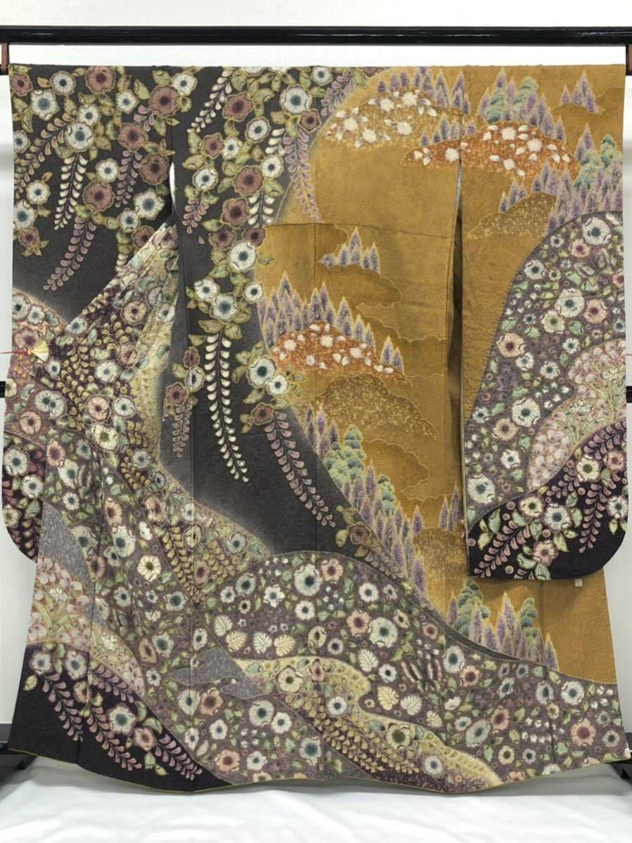辻ヶ花 振袖 作家物 落款入り 絞り 金通し生地 正絹 絞り 辻が花 | 辻ヶ花 振袖 作家物 落款入り 絞り 金通し生地 正絹 絞り 辻が花 |
