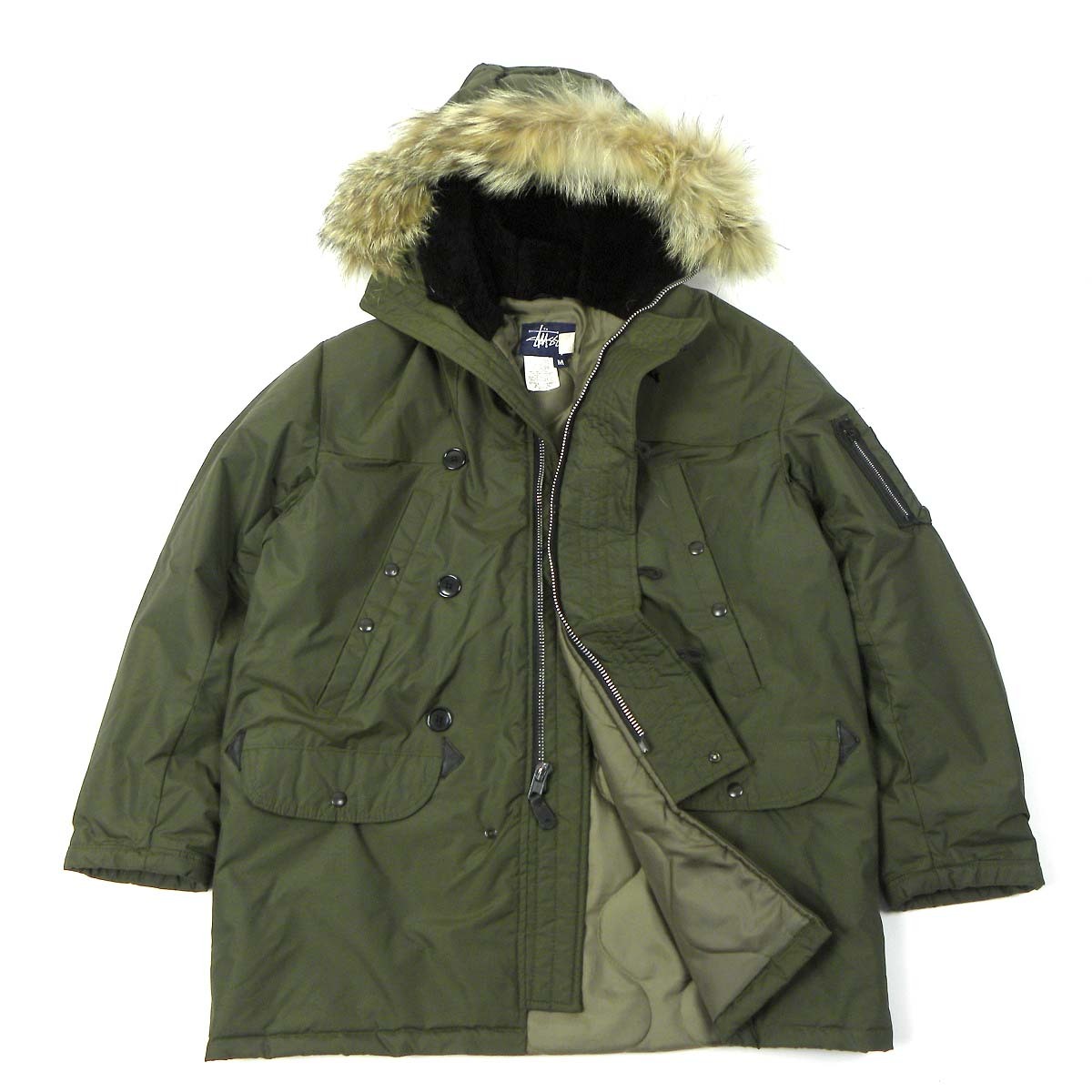 大得価，最新作 90&rsquo;S USA製 stussy &times; SPIEWAK N-3Bフライトジャケット ミリタリー 中綿 ヴィンテージ リアルファー M オリーブドラブ m0107-9(ジャンパー、ブルゾン)｜売買されたオークション情報、yahooの商品 男性用