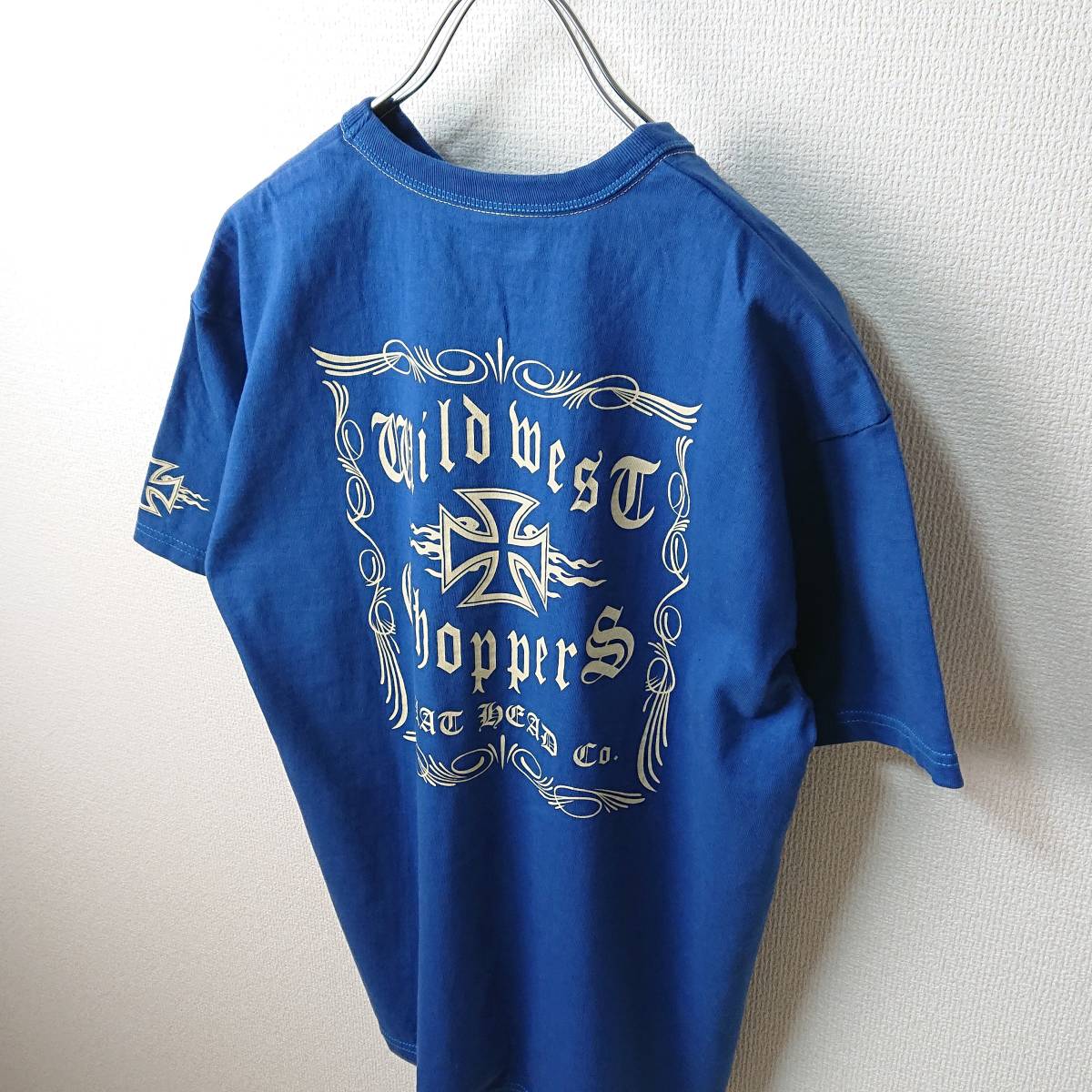 THE FLAT HEAD フラットヘッド プリントTシャツ バックプリント ブルー 