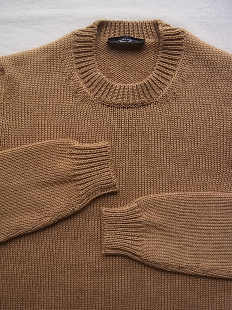 roberto collina ロベルト コリーナ　ウール100% ミドルゲージ　クルーネックセーター　サイズ 46 キャメル　MADE IN ITALY