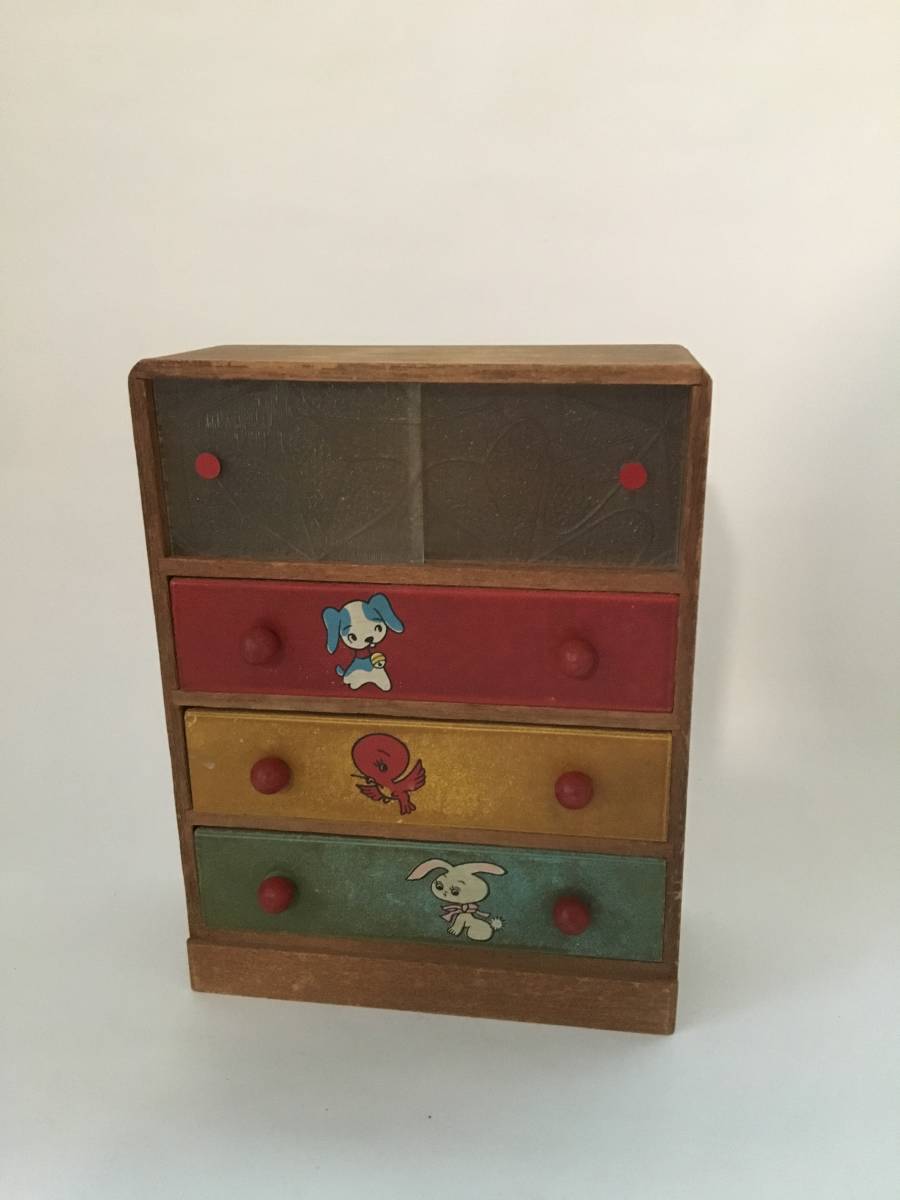 K□ 昭和レトロ ままごと 引き戸付きタンス ミニチュア 時代玩具 