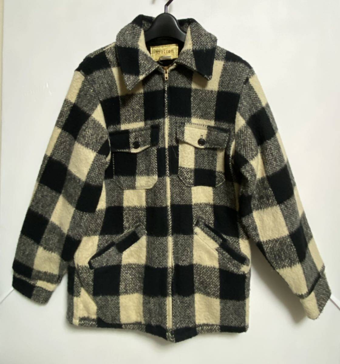 USA製　melton メルトン　ウールジャケット　ウチボア　バッファローチェック　サイズ　S ジップアップ　アメリカ製