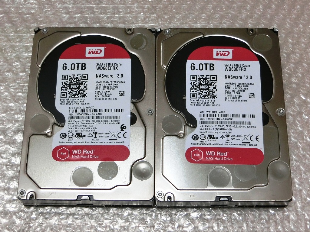 驚きの破格値，高品質 WD Red 6TB 2台 高信頼 NAS HDDレコーダ用 WD60EFRX(2TB～)｜売買されたオークション情報、yahooの商品情報をアーカイブ公開 - オークファン 3.5 SerialATA