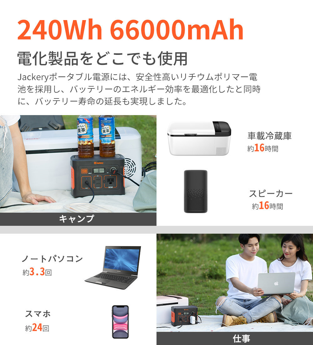 Jackery ポータブル電源 240 大容量67200mAh/240Wh PSE認証済 純正弦波