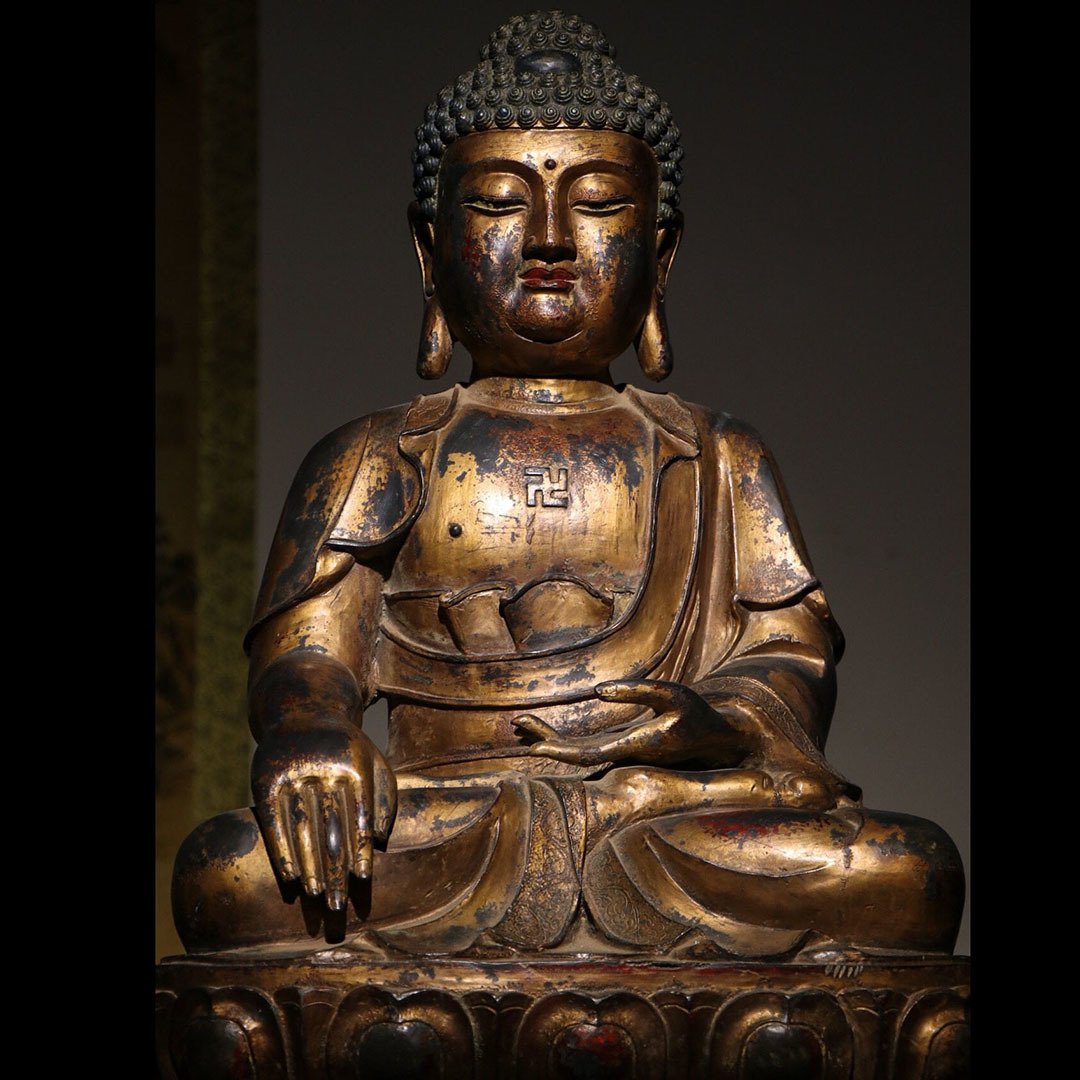 古寶奇蔵銅製・泥金・釋迦牟尼像・仏像・宗教・仏教古美術・供養