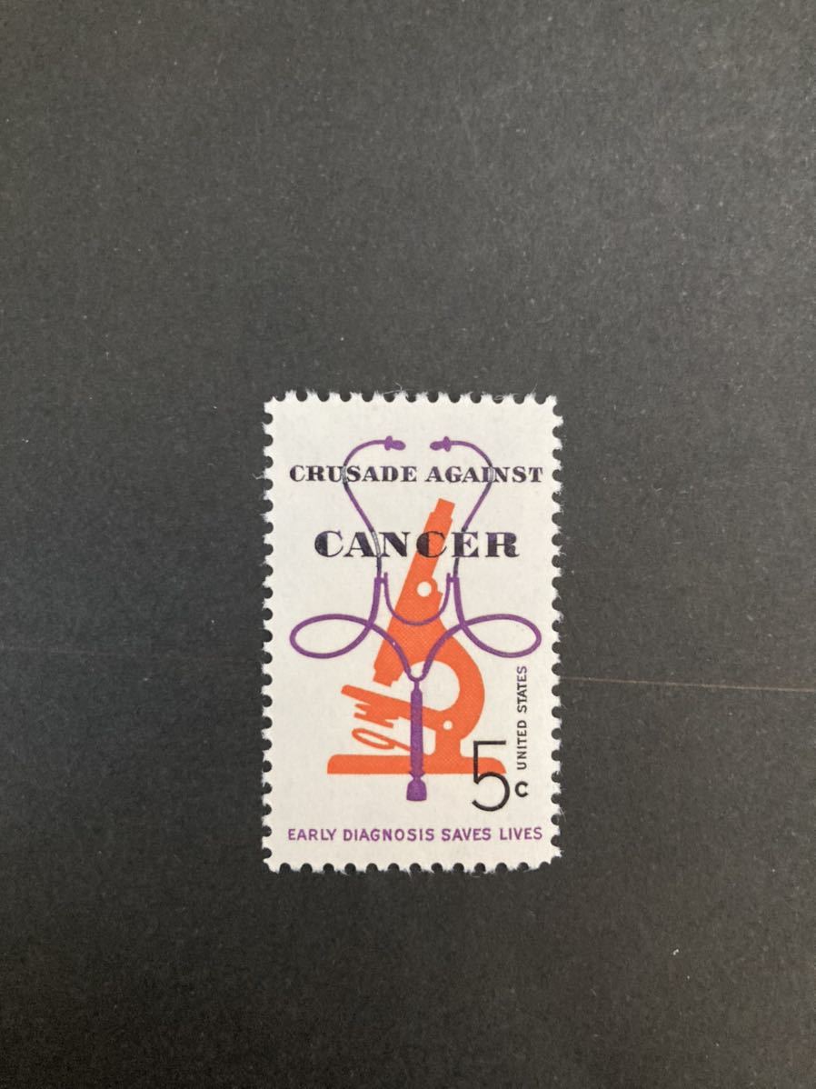 ★US263★アメリカ 1965年発行　がん撲滅運動切手　１種　未使用NH_1