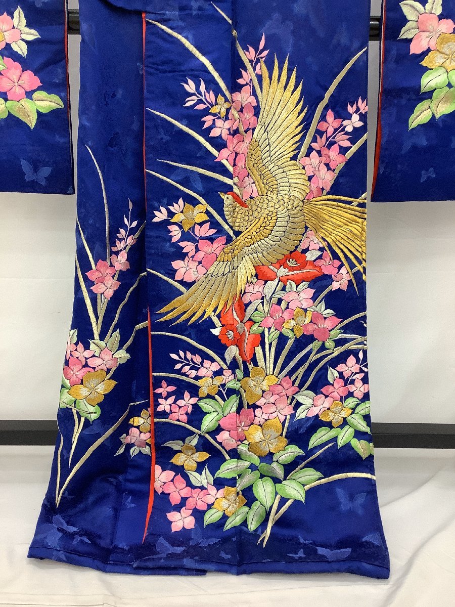 きものcocon☆引き振袖・掛下☆身丈170/裄64/正絹/青系/刺繍/ふき綿