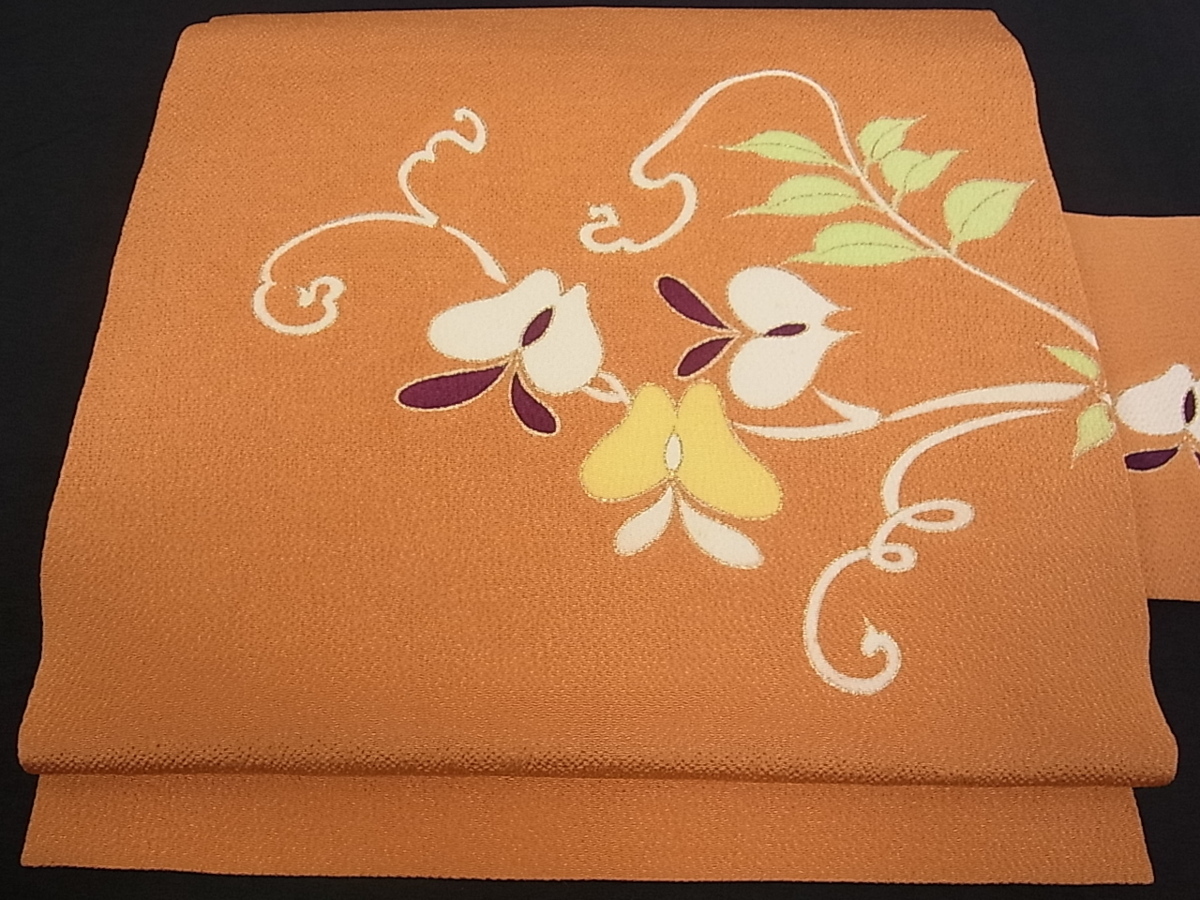 平和屋□極上 銀座 志ま亀 九寸名古屋帯 枝花文 鬼