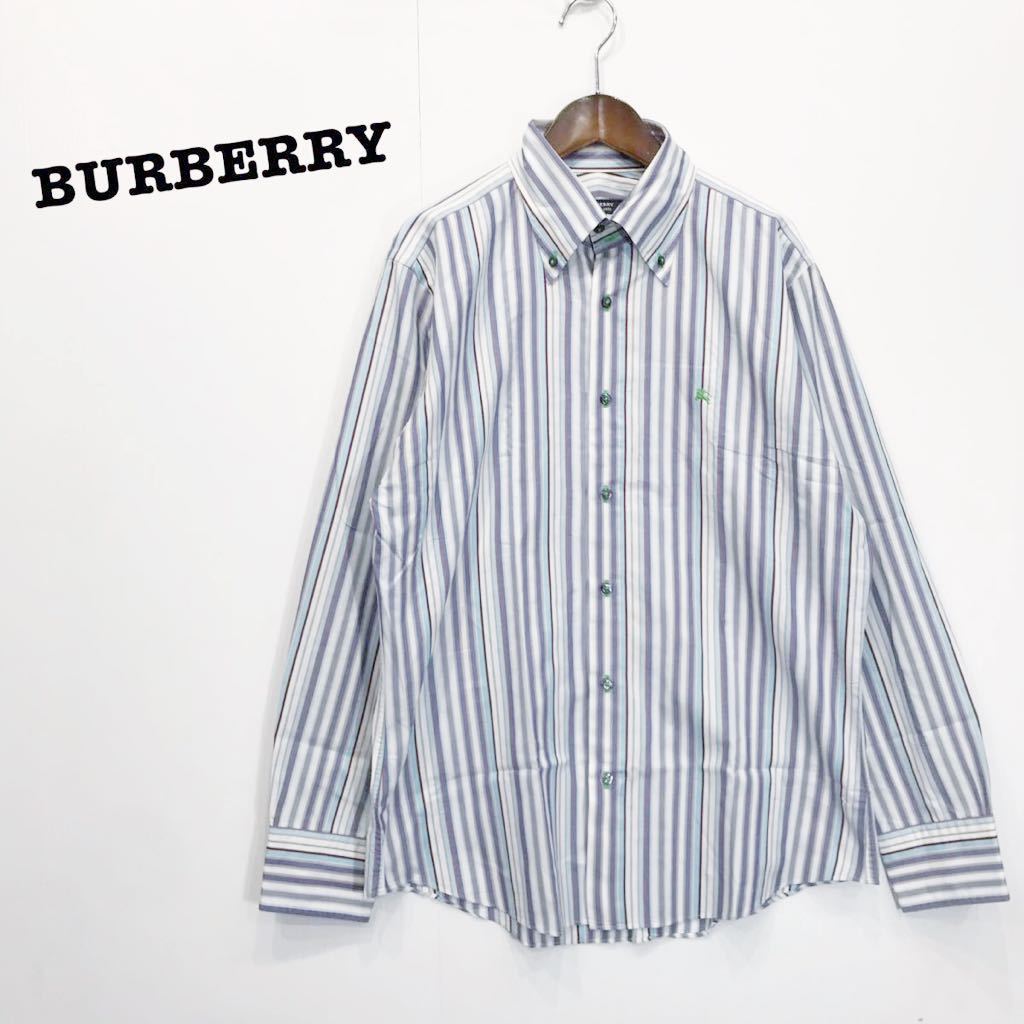 ●日本製＊バーバリーブラックレーベル BURBERRY BLACK LABEL*ストライプ BD長袖シャツ*三陽商会*3 BURBERRY BLACK バーバリーブラックレーベル 新作入荷，正規品 美品 ミドル