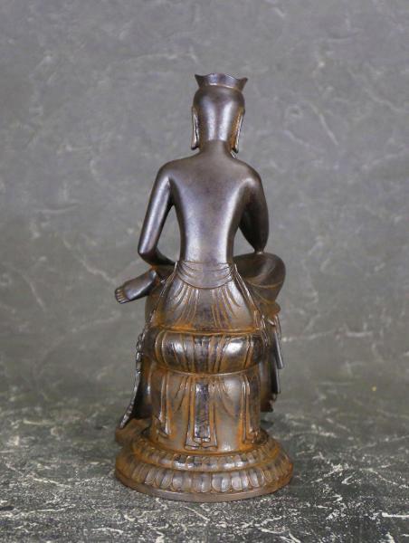 真作】【WISH】郡順治「弥勒菩薩半跏思惟像」ブロンズ 共箱 高さ24.5cm 