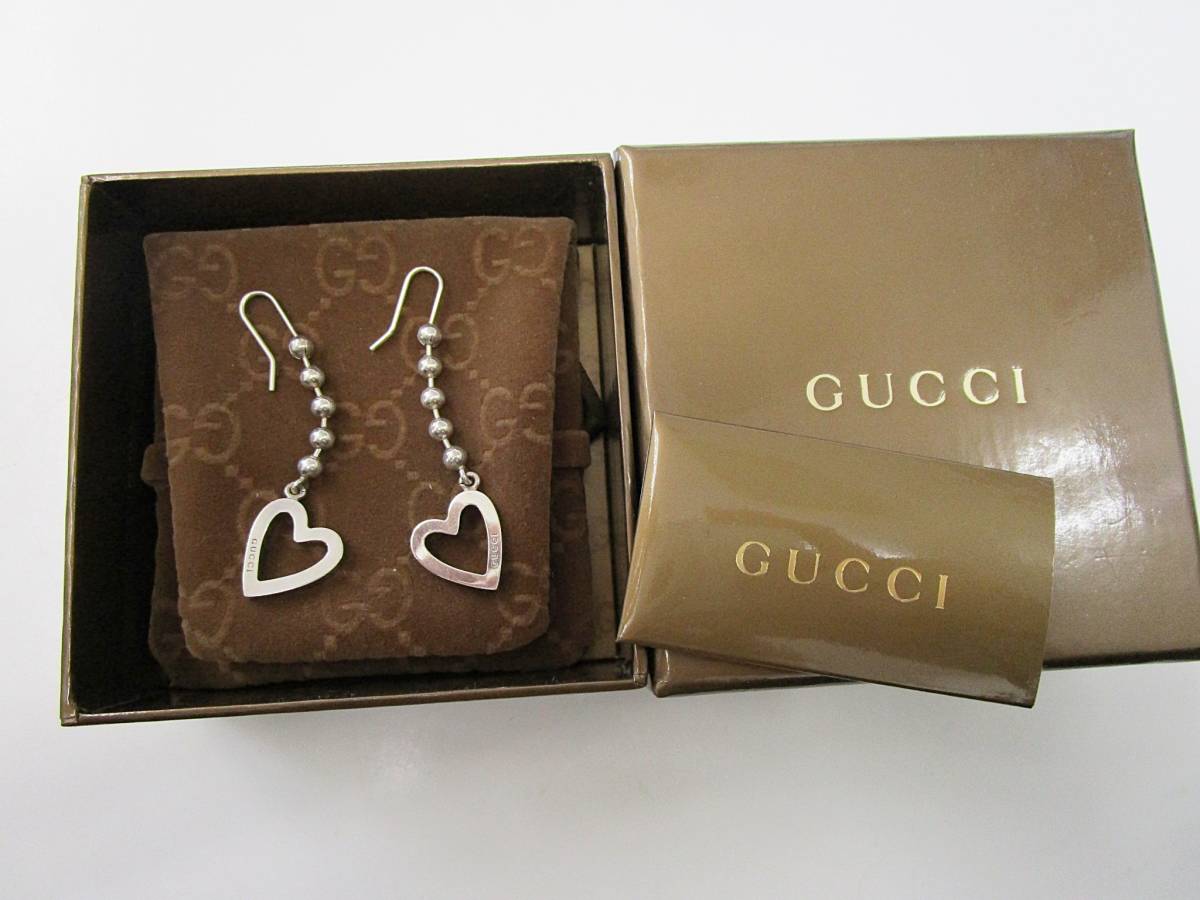 GUCCI グッチ ボールチェーン ハートピアス シルバー 925 (イヤリング 
