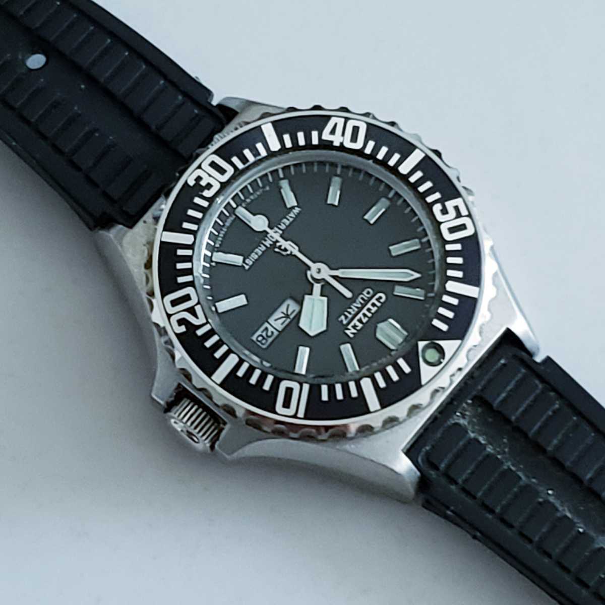 稼働 CITIZEN CQ 腕時計 150mダイバーズ 回転ベゼル 537 レディース