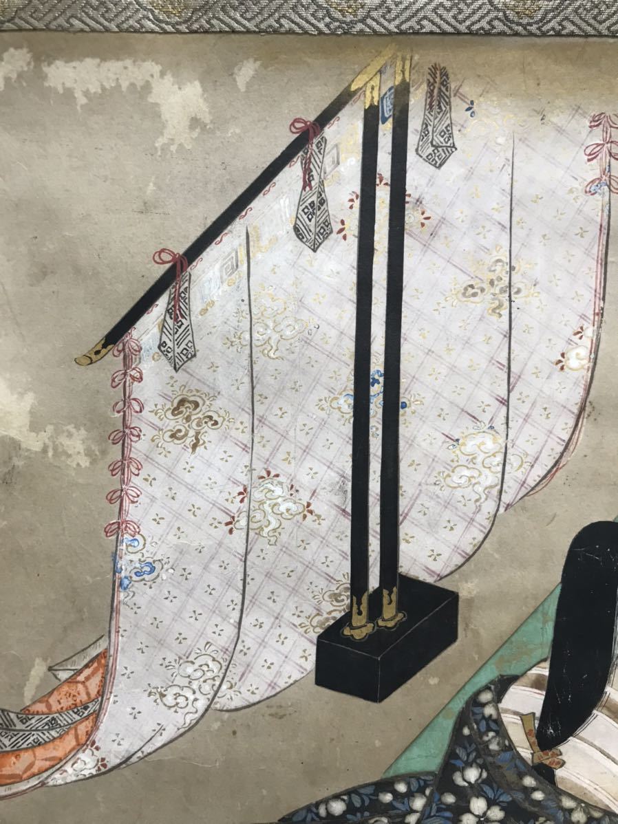 掛軸　肉筆　春画　艶画　美人画　筑山　浮世絵　絹本着色　骨董　古美術 横尾芳月《美人画》絹本まくり Z180｜骨董店 のびる 古美術 骨董 和風