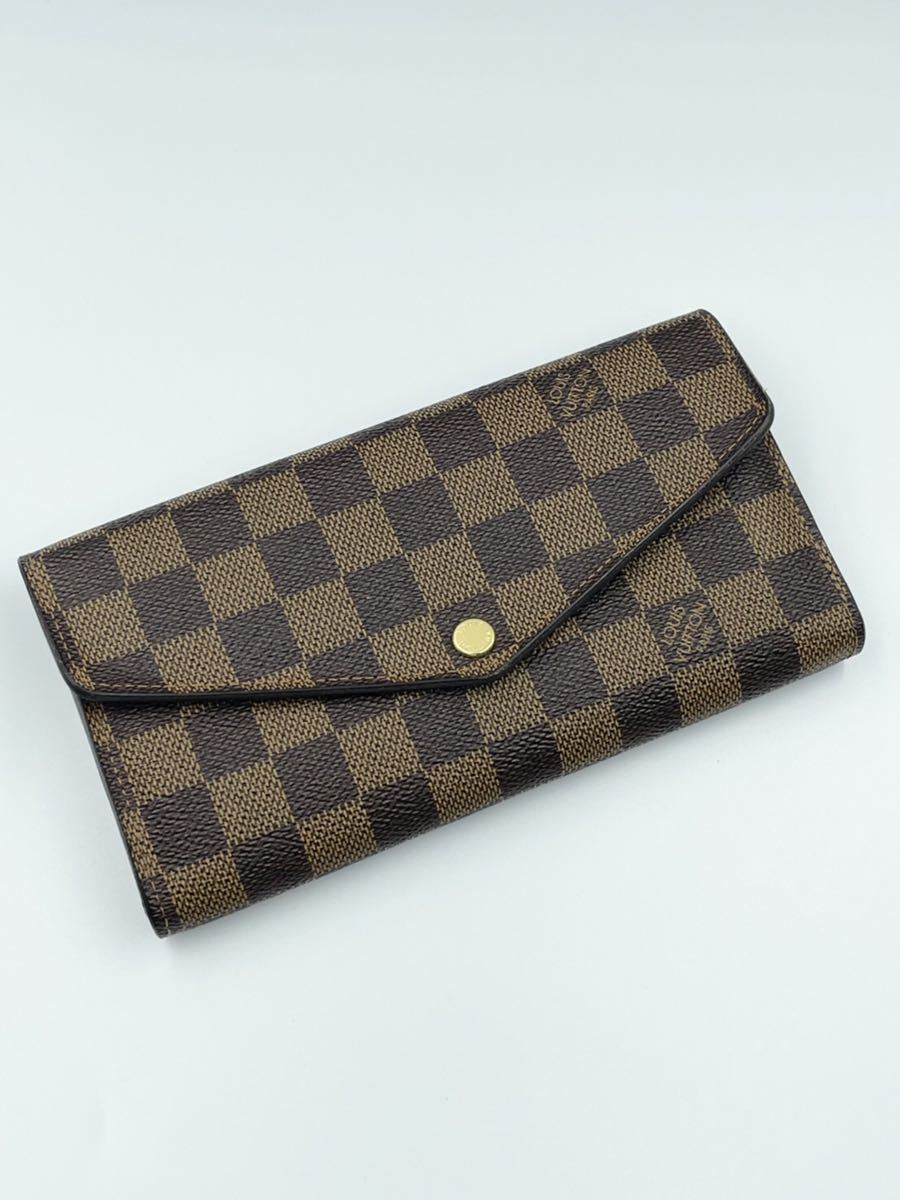 ルイヴィトン LV 長財布 ポルトフォイユサラ ダミエ 茶色 箱付き 面白 