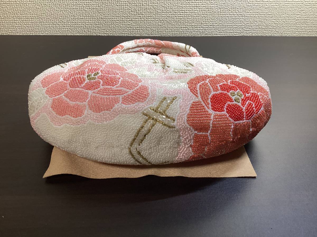 花柄 ビーズバッグ 昭和レトロ AABF9990ay はしもと 亀甲柄 和装 和風