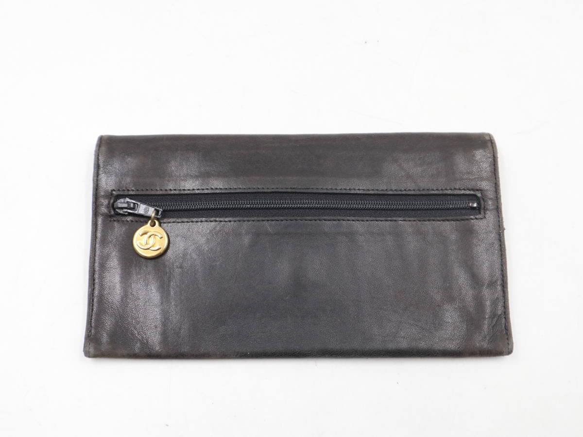 ☆CHANEL シャネル デカココマーク Wフラップ 長財布 ブラック カーフ 