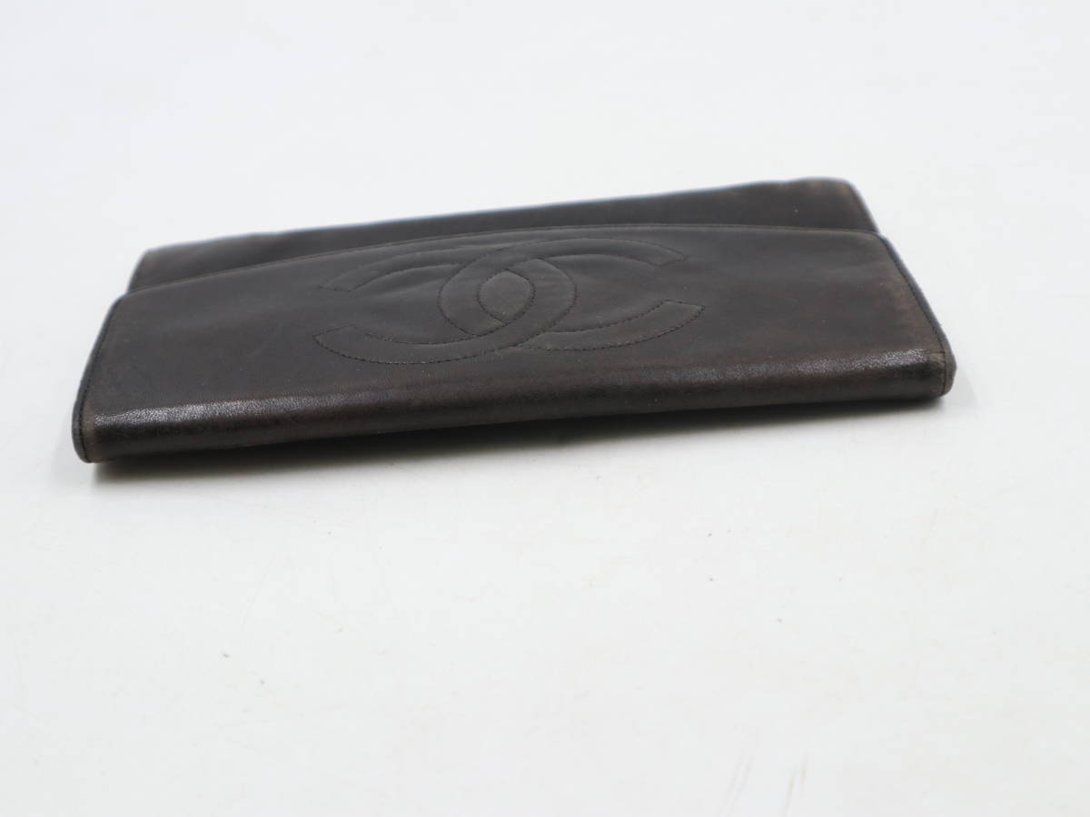 ☆CHANEL シャネル デカココマーク Wフラップ 長財布 ブラック カーフ 