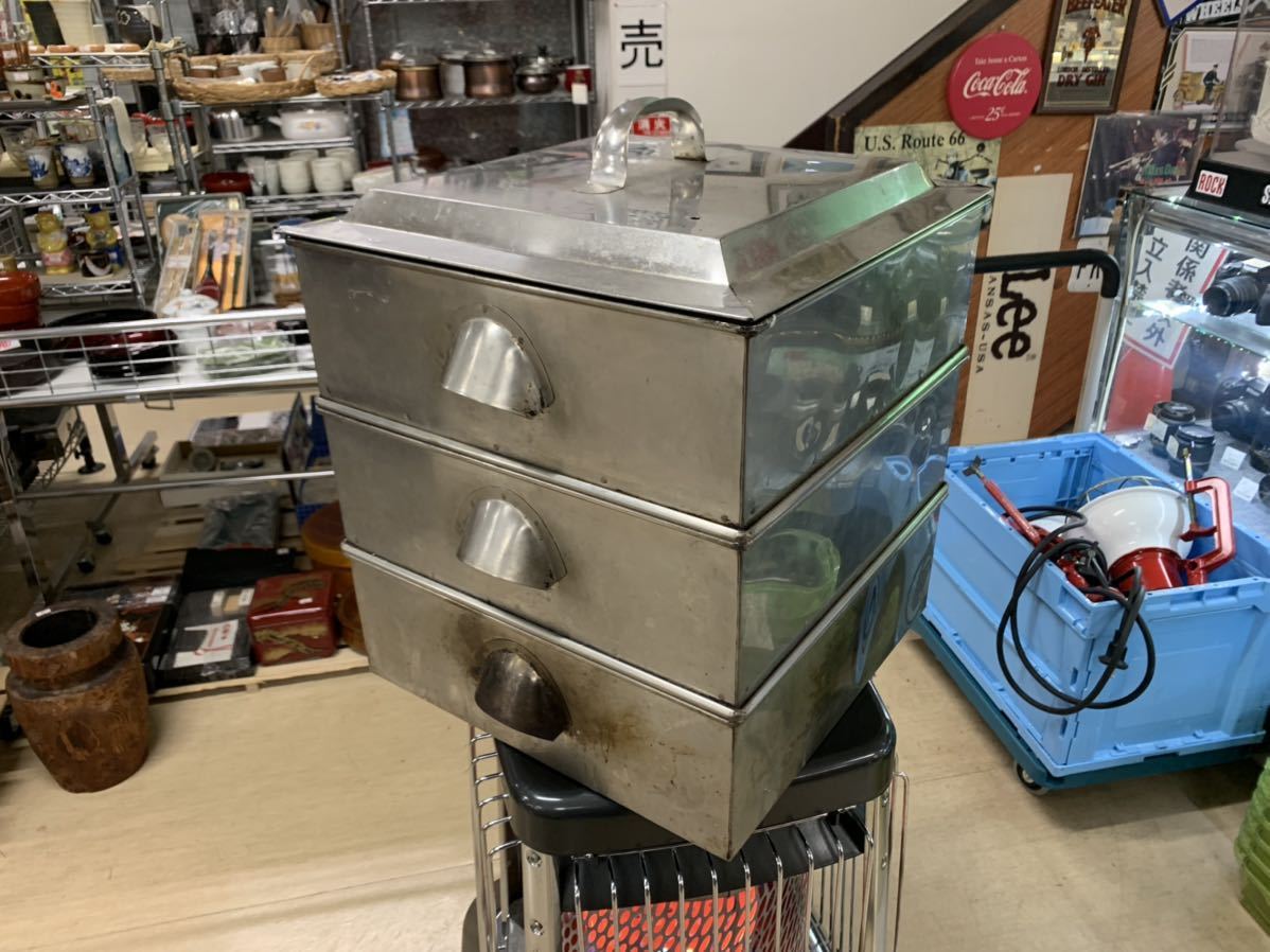 3段 蒸し器 ステンレス製 角 角蒸し器 3段（中子2段）桃 業務