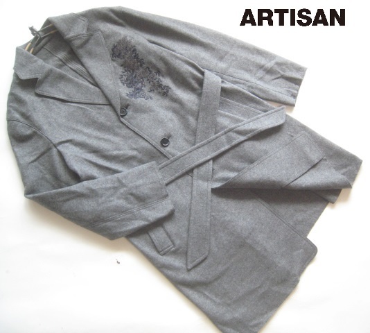 極上12万!!アルチザン ARTISAN*伊藤若冲コラボ 花柄刺繍 ベルト付き 