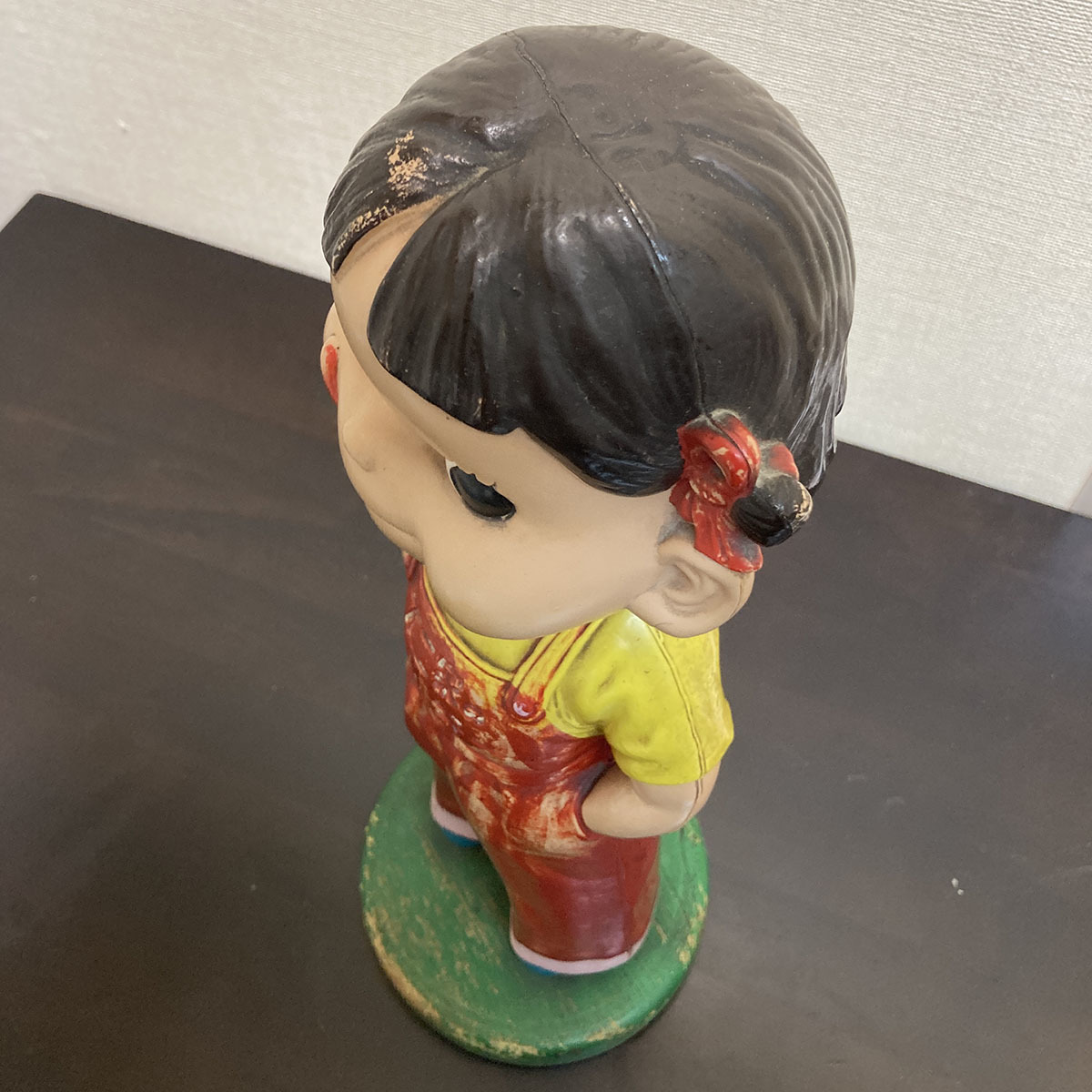 ペコちゃん 不二家 首振り人形 店頭用 41cm 木 台座 「木製 の 