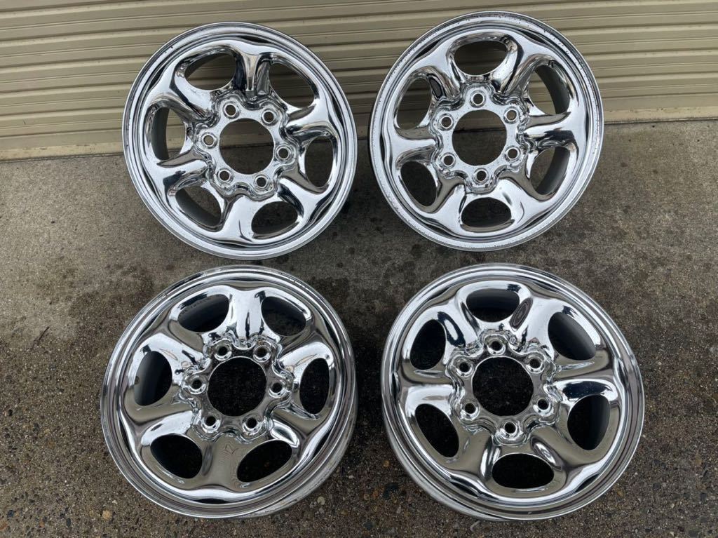 日産純正 D21 テラノ 15インチ メッキ鉄ホイール 4本 15x6J 139.7 6H