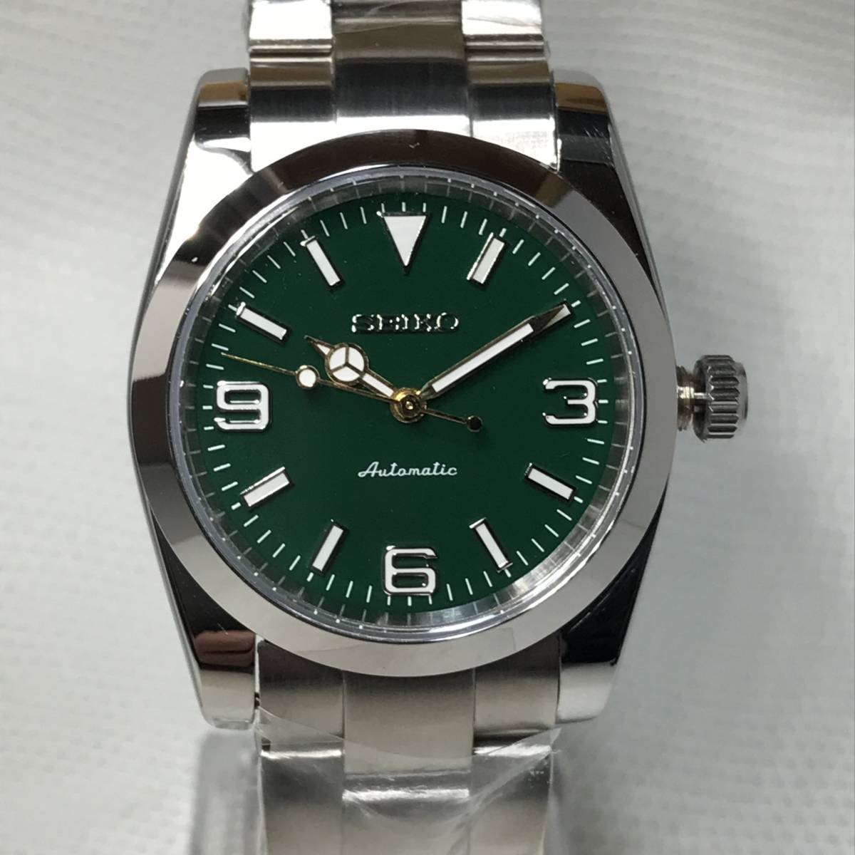 SEIKO MOD NH38 エクワンタイプ ステンレポリッシュベゼル グリーン 