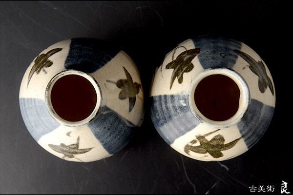 y1614▽良▽白井半七作晩酌徳利一対 検 茶道具煎茶道具中国
