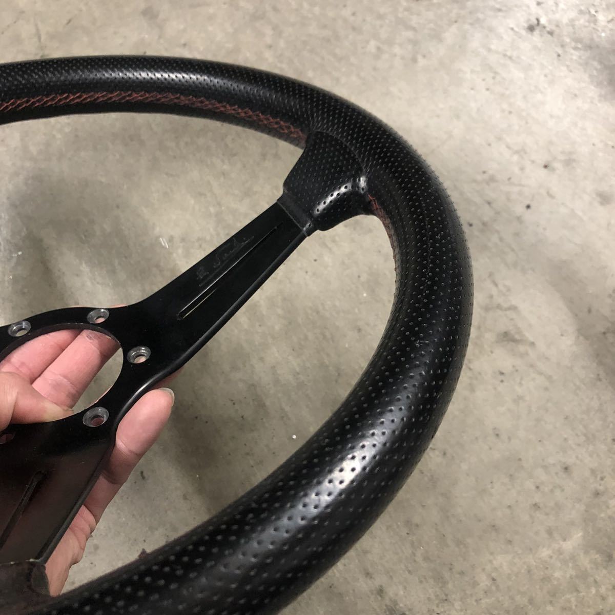 NARDI ナルディ 35Φ ディープコーン レッドステッチ パンチングレザー 